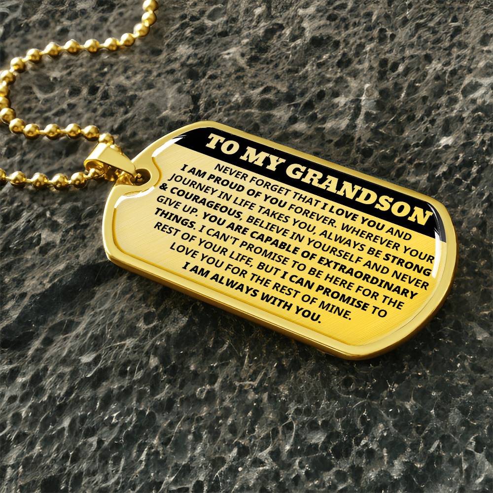 Grandson Always With You Dog Tag Keepsake Necklace (Free Shipping)