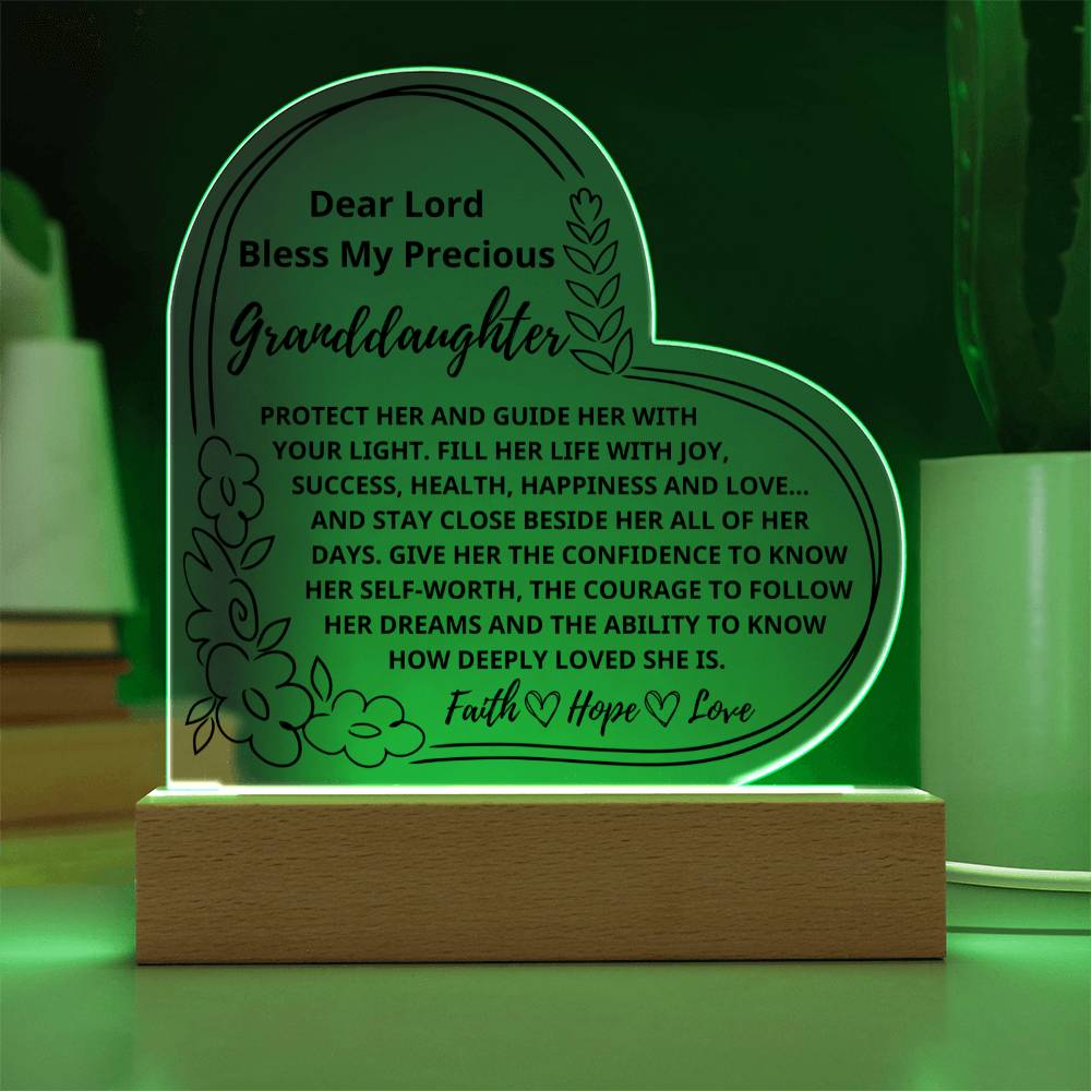 Bless My Granddaughter Faith Hope Love Prayer Night Light