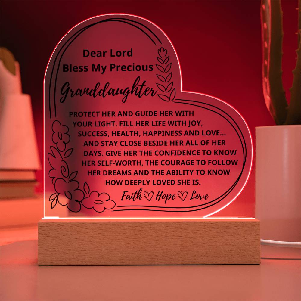 Bless My Granddaughter Faith Hope Love Prayer Night Light