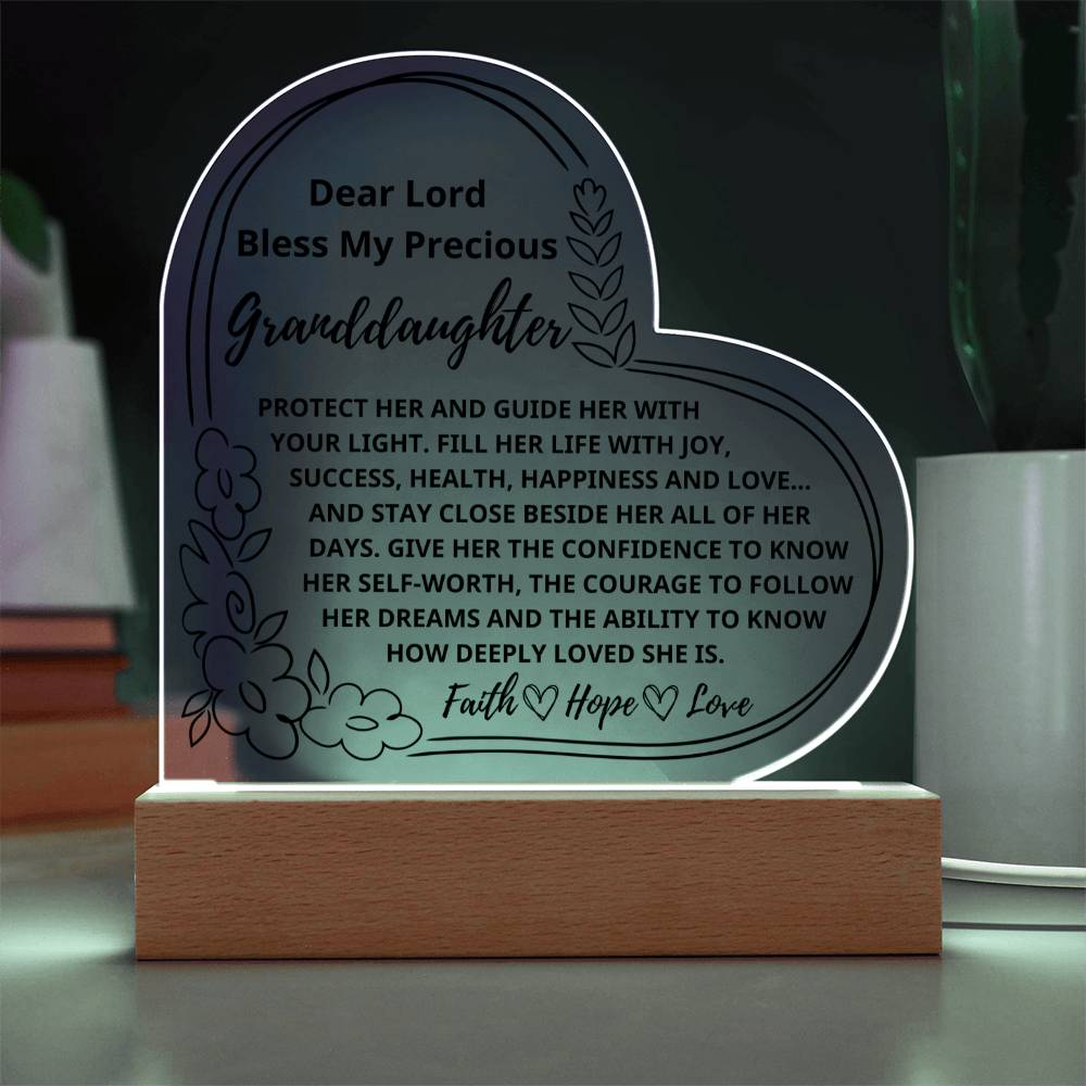 Bless My Granddaughter Faith Hope Love Prayer Night Light