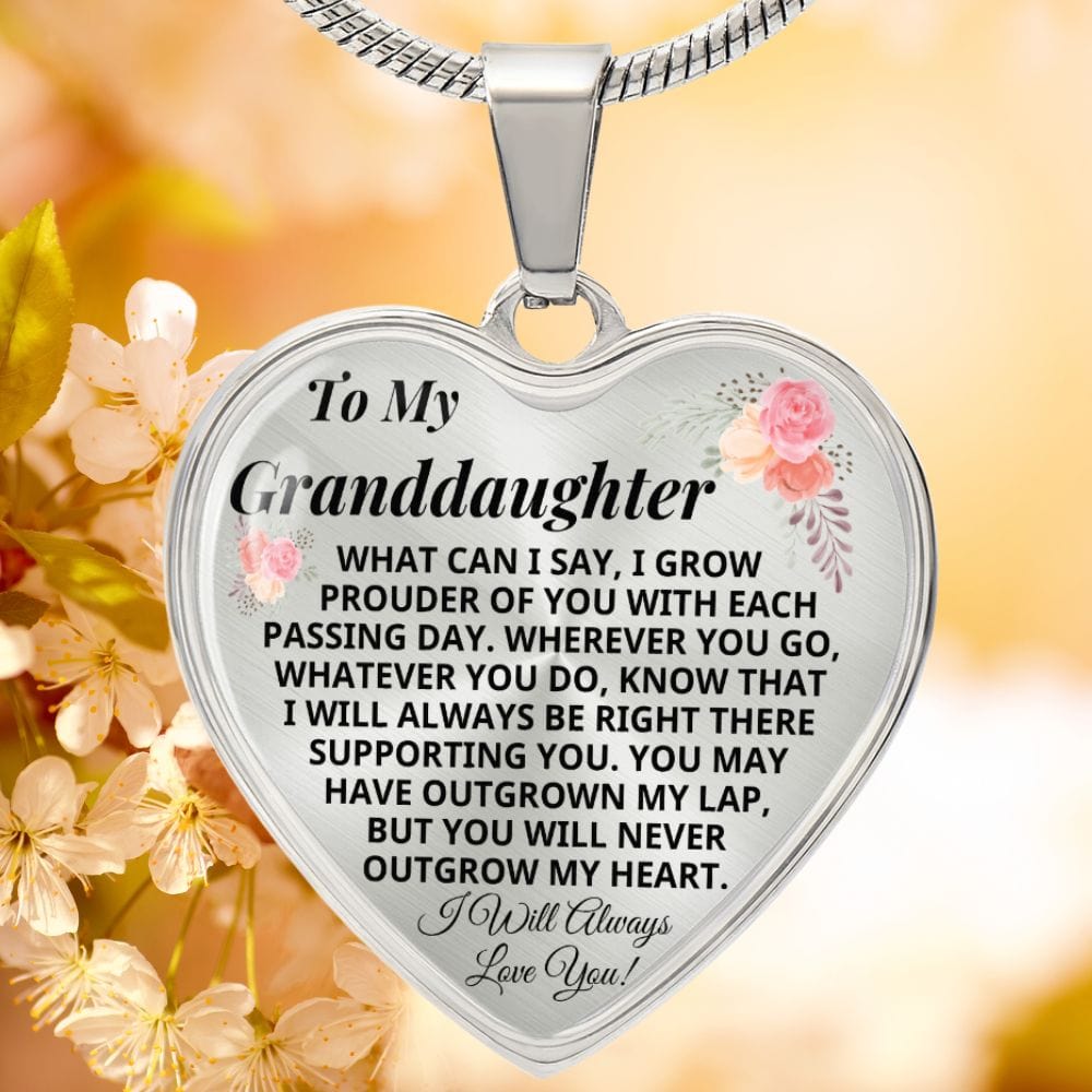 Granddaughter - Never Outgrow My Heart - Keepsake Necklace (FREE Shipping)