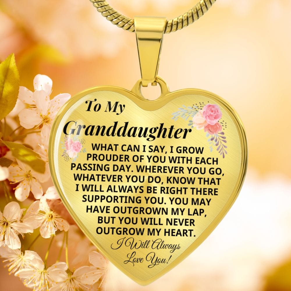 Granddaughter - Never Outgrow My Heart - Keepsake Necklace (FREE Shipping)