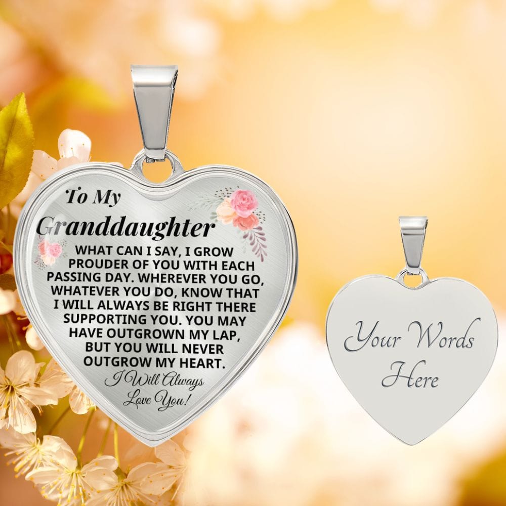 Granddaughter - Never Outgrow My Heart - Keepsake Necklace (FREE Shipping)