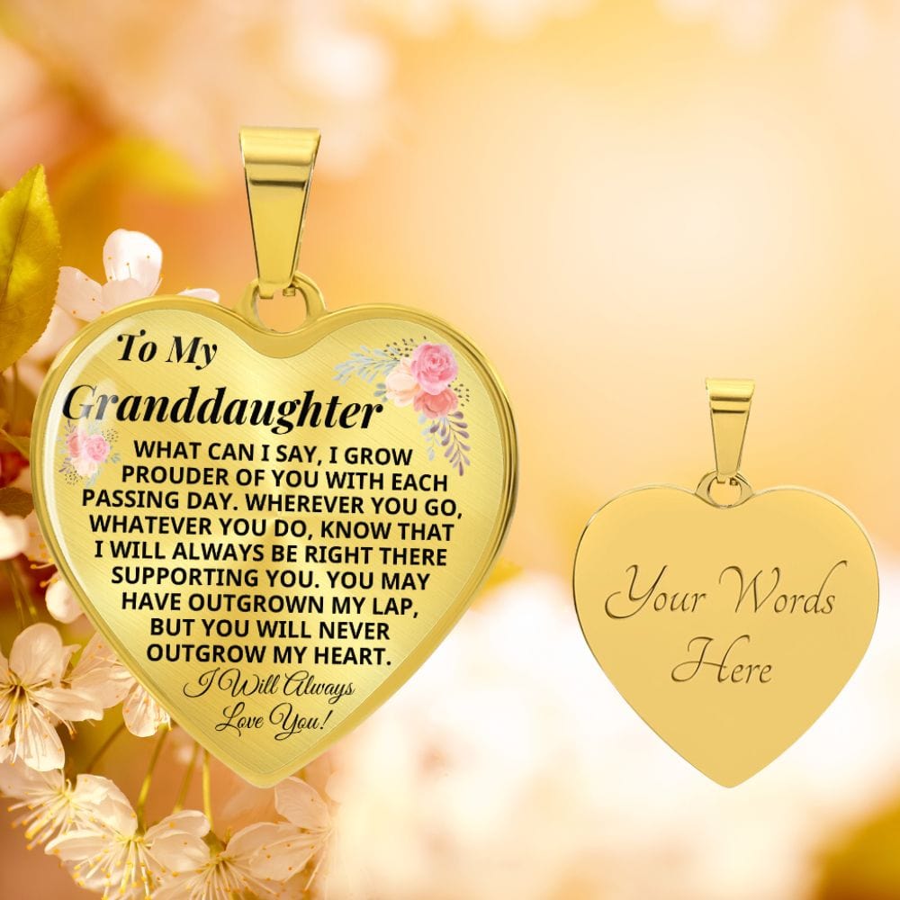 Granddaughter - Never Outgrow My Heart - Keepsake Necklace (FREE Shipping)