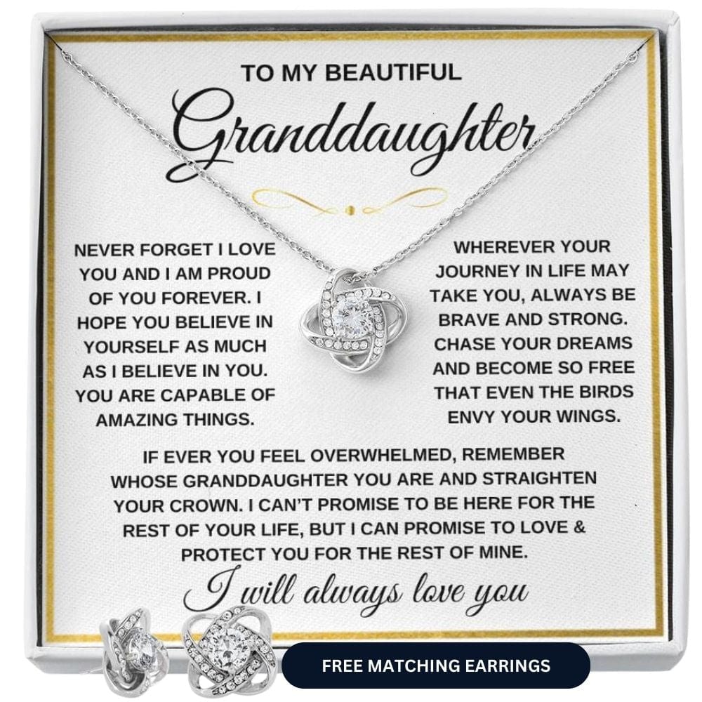 Granddaughter Keepsake - Love & Protection - Eternal Knot Necklace (FREE EARRINGS)