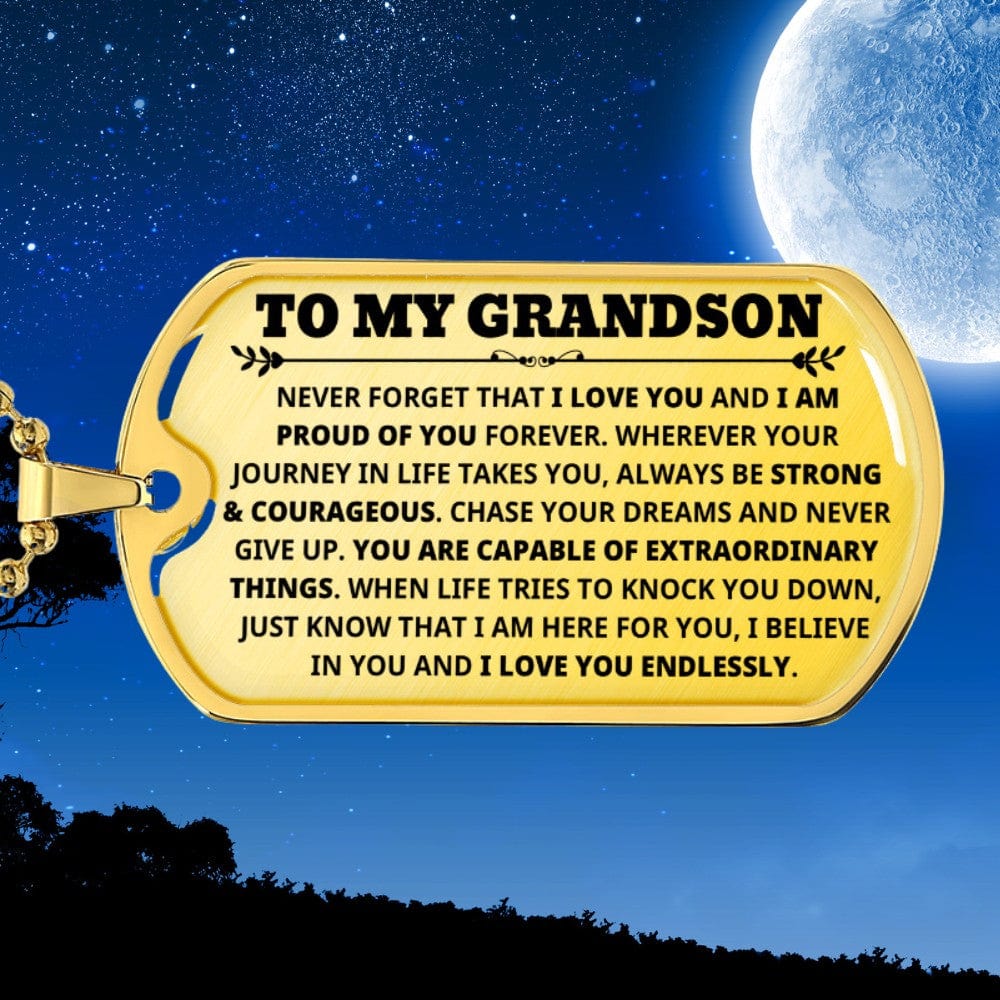 Grandson - Capable Of Extraordinary Things - Dog Tag Necklace (Free Shipping)