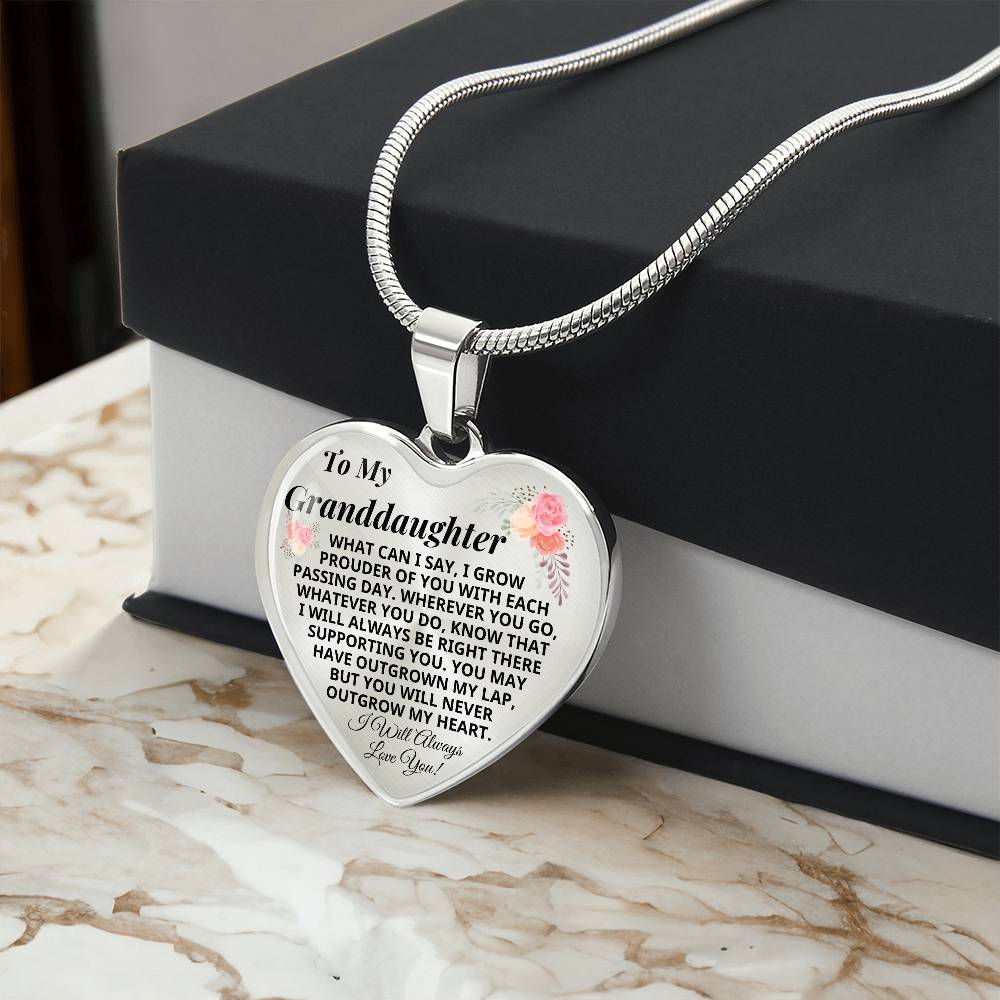 Granddaughter - Never Outgrow My Heart - Keepsake Necklace