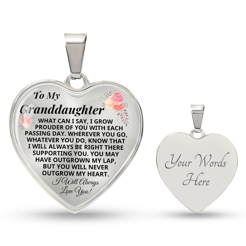 Granddaughter - Never Outgrow My Heart - Keepsake Necklace