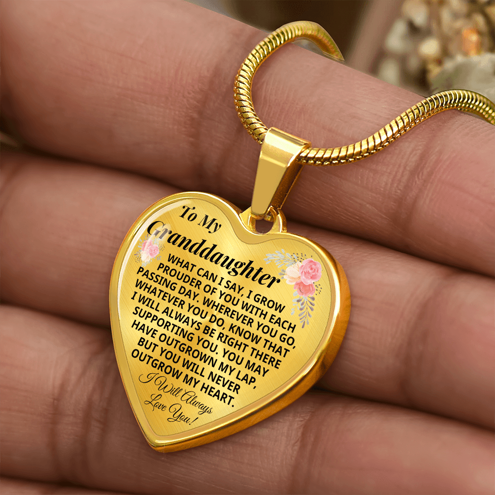 Granddaughter - Never Outgrow My Heart - Keepsake Necklace (FREE Shipping)