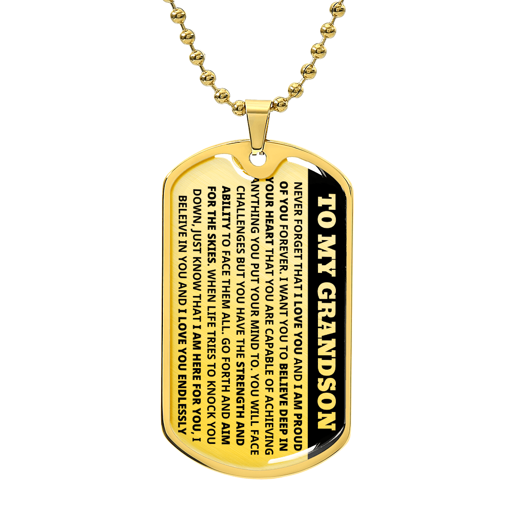 GRANDSON DOG TAG REACH FOR THE SKIES