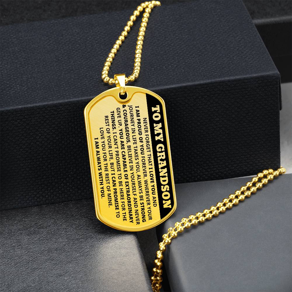 Grandson Always With You Dog Tag Keepsake Necklace (Free Shipping)