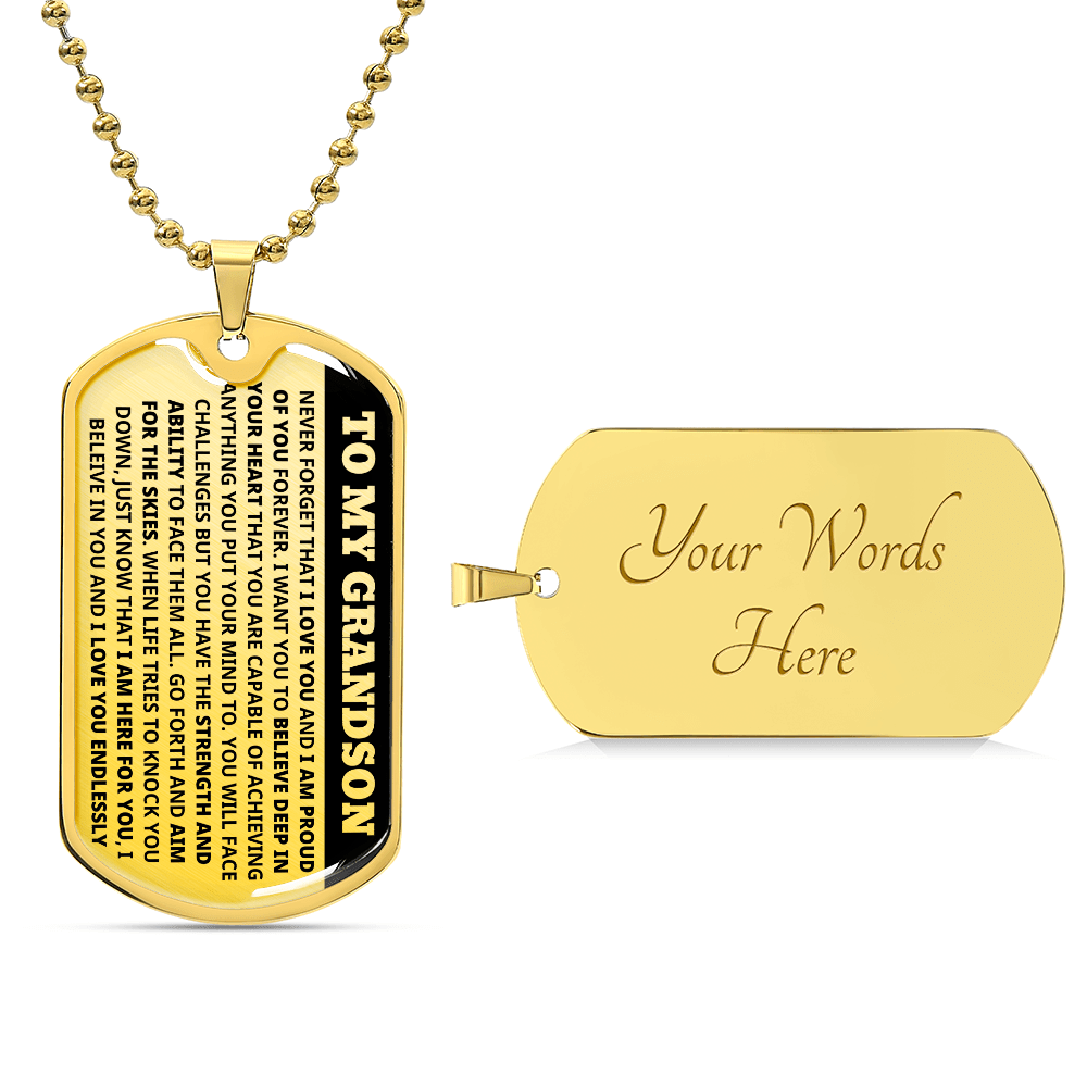GRANDSON DOG TAG REACH FOR THE SKIES