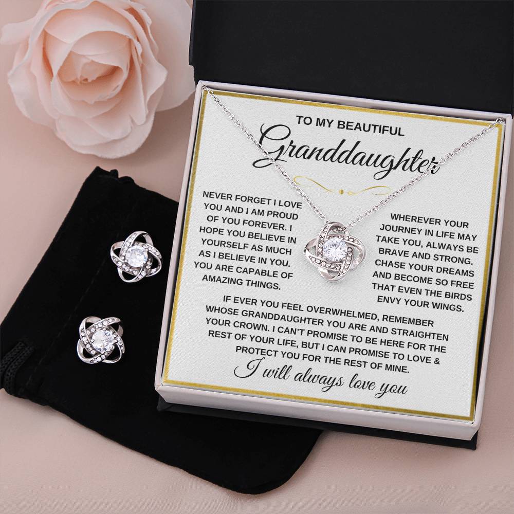 Granddaughter Keepsake - Love & Protection - Eternal Knot Necklace (FREE EARRINGS)