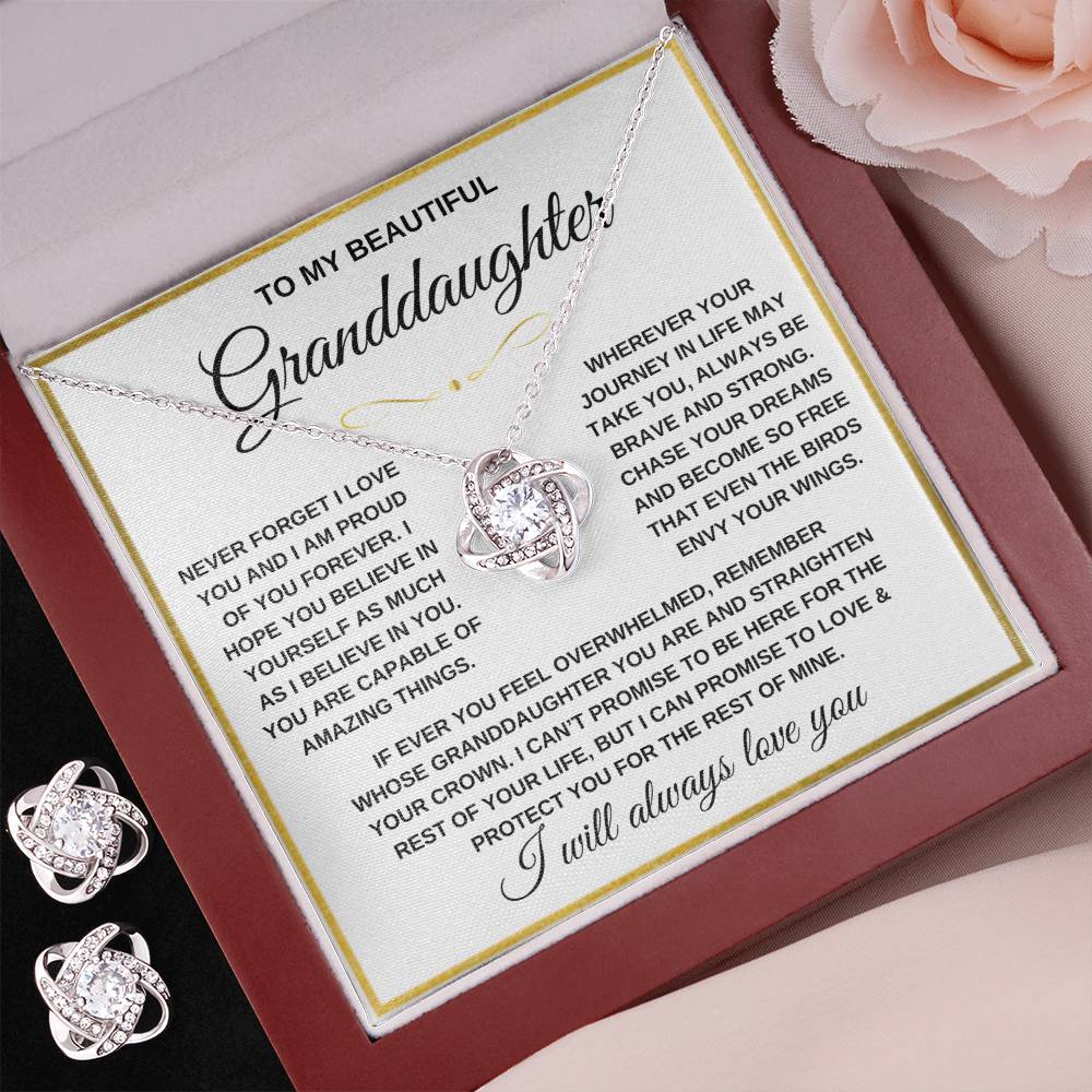 Granddaughter Keepsake - Love & Protection - Eternal Knot Necklace (FREE EARRINGS)