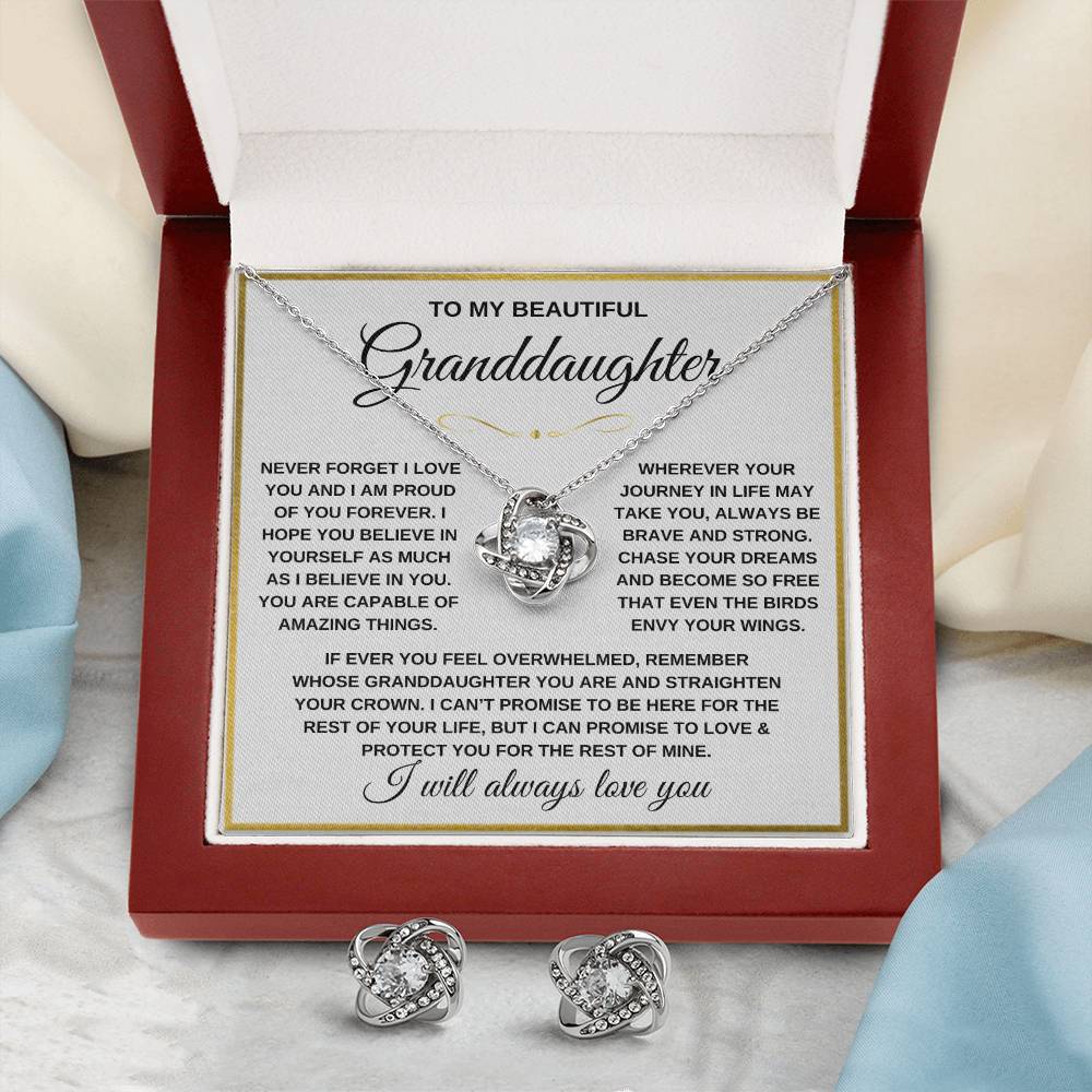 Granddaughter Keepsake - Love & Protection - Eternal Knot Necklace (FREE EARRINGS)