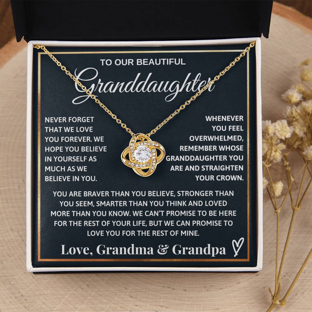 Beautiful Gift for Granddaughter From Grandma and Grandpa "Never Forget That We Love You" Necklace