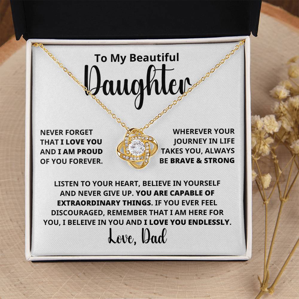 Daughter - Capable Of Extraordinary Things - Eternal Knot Necklace (Free Shipping)