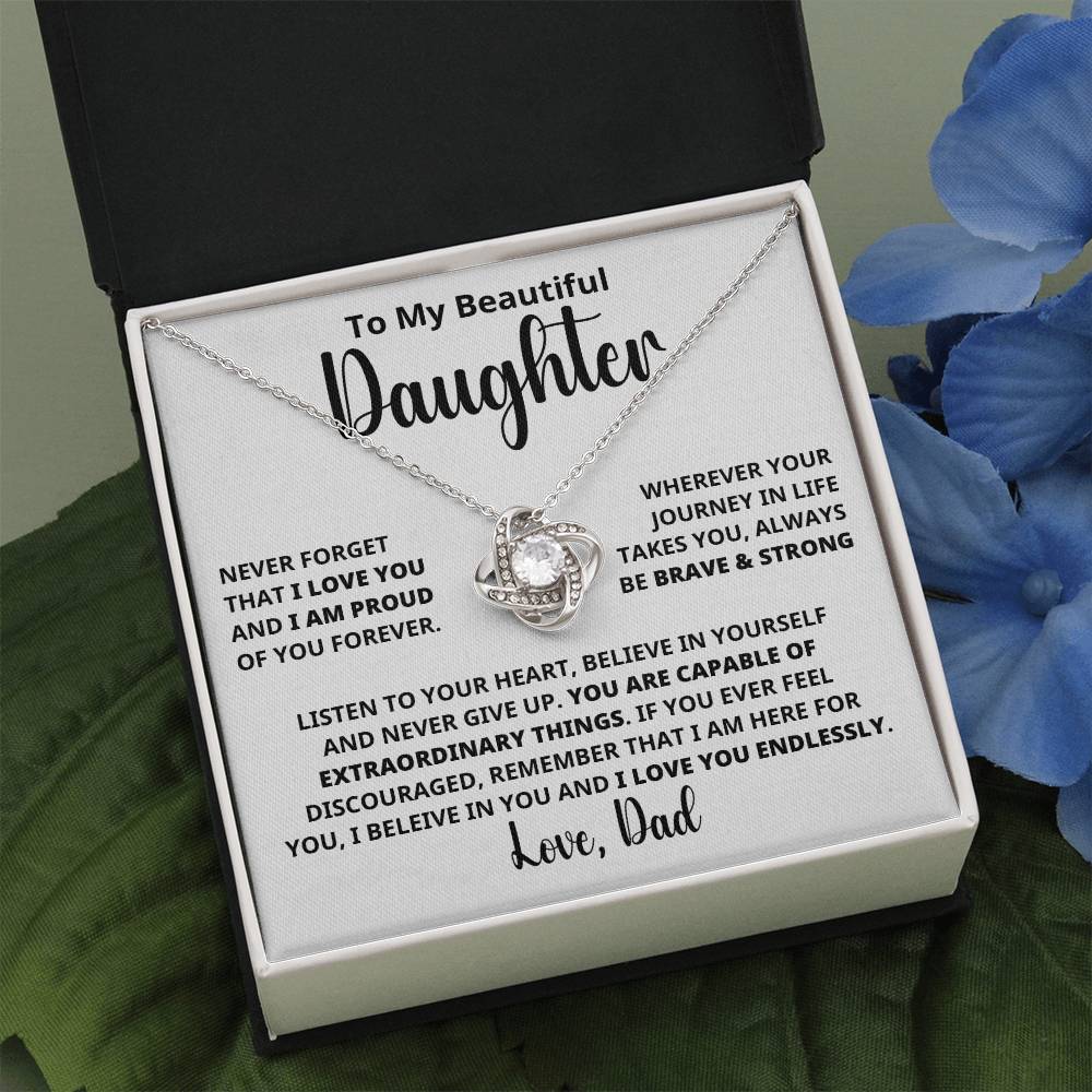 Daughter - Capable Of Extraordinary Things - Eternal Knot Necklace (Free Shipping)
