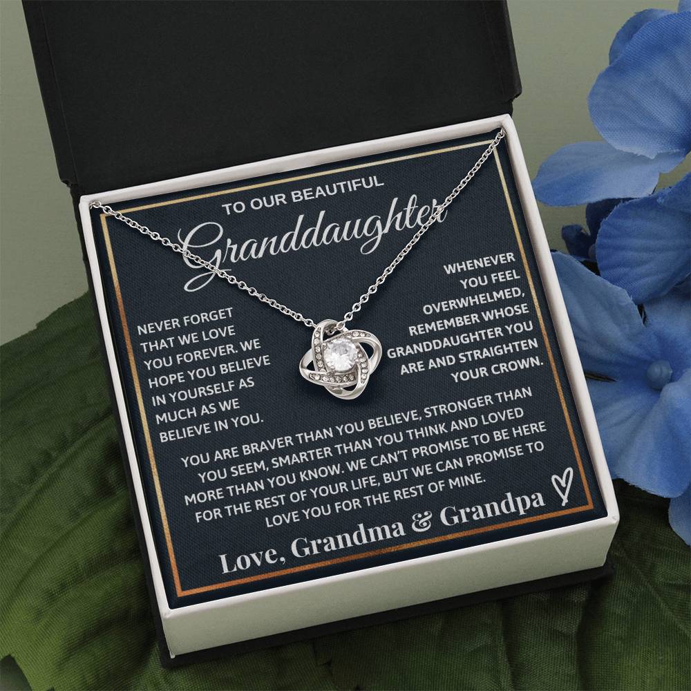 Beautiful Gift for Granddaughter From Grandma and Grandpa "Never Forget That We Love You" Necklace