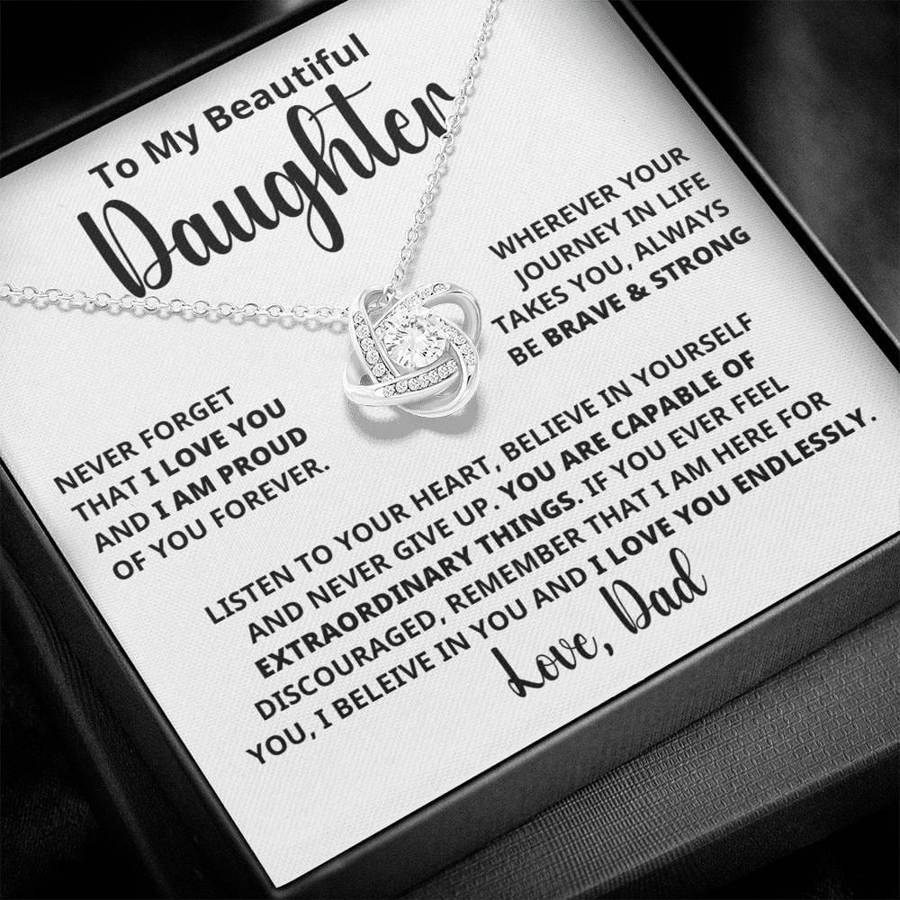 Daughter - Capable Of Extraordinary Things - Eternal Knot Necklace (Free Shipping)