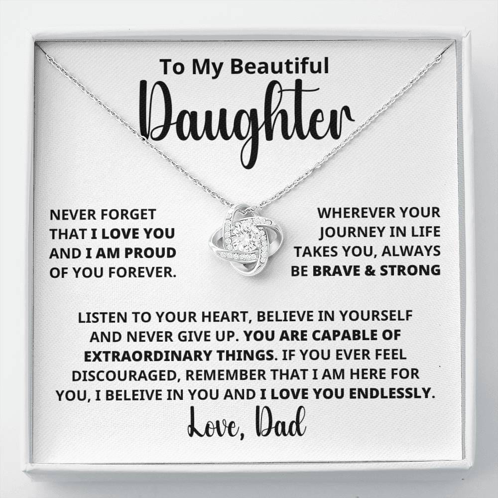 Daughter - Capable Of Extraordinary Things - Eternal Knot Necklace (Free Shipping)