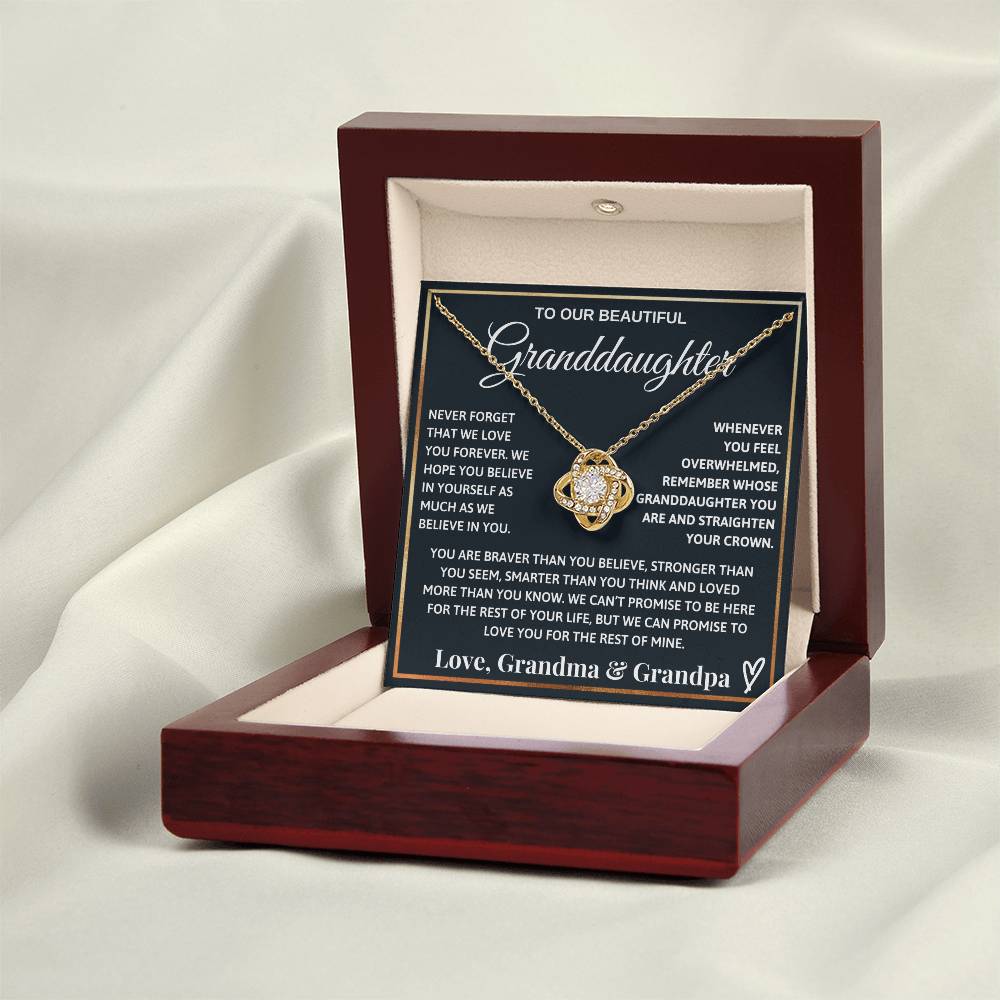 Beautiful Gift for Granddaughter From Grandma and Grandpa "Never Forget That We Love You" Necklace