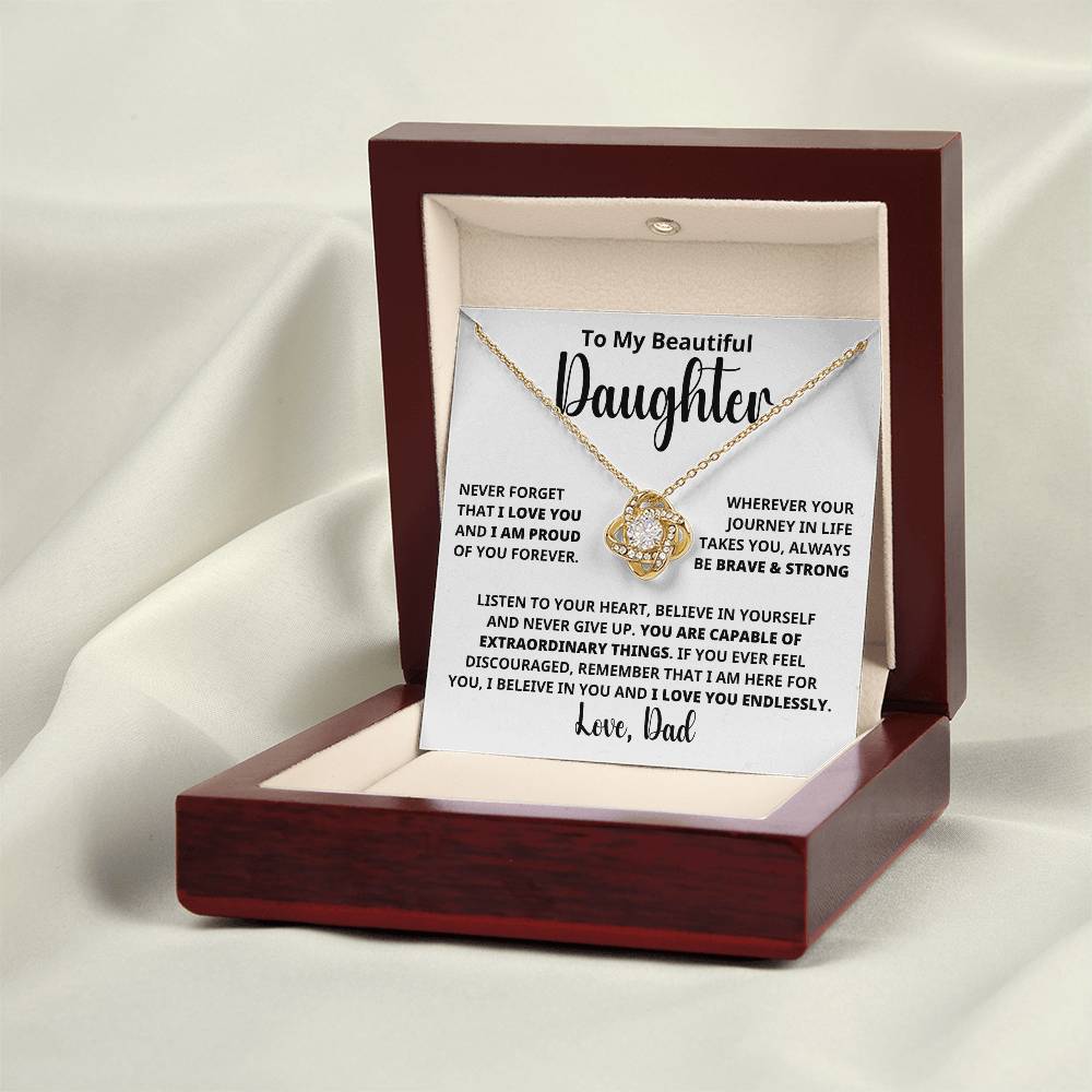 Daughter - Capable Of Extraordinary Things - Eternal Knot Necklace (Free Shipping)