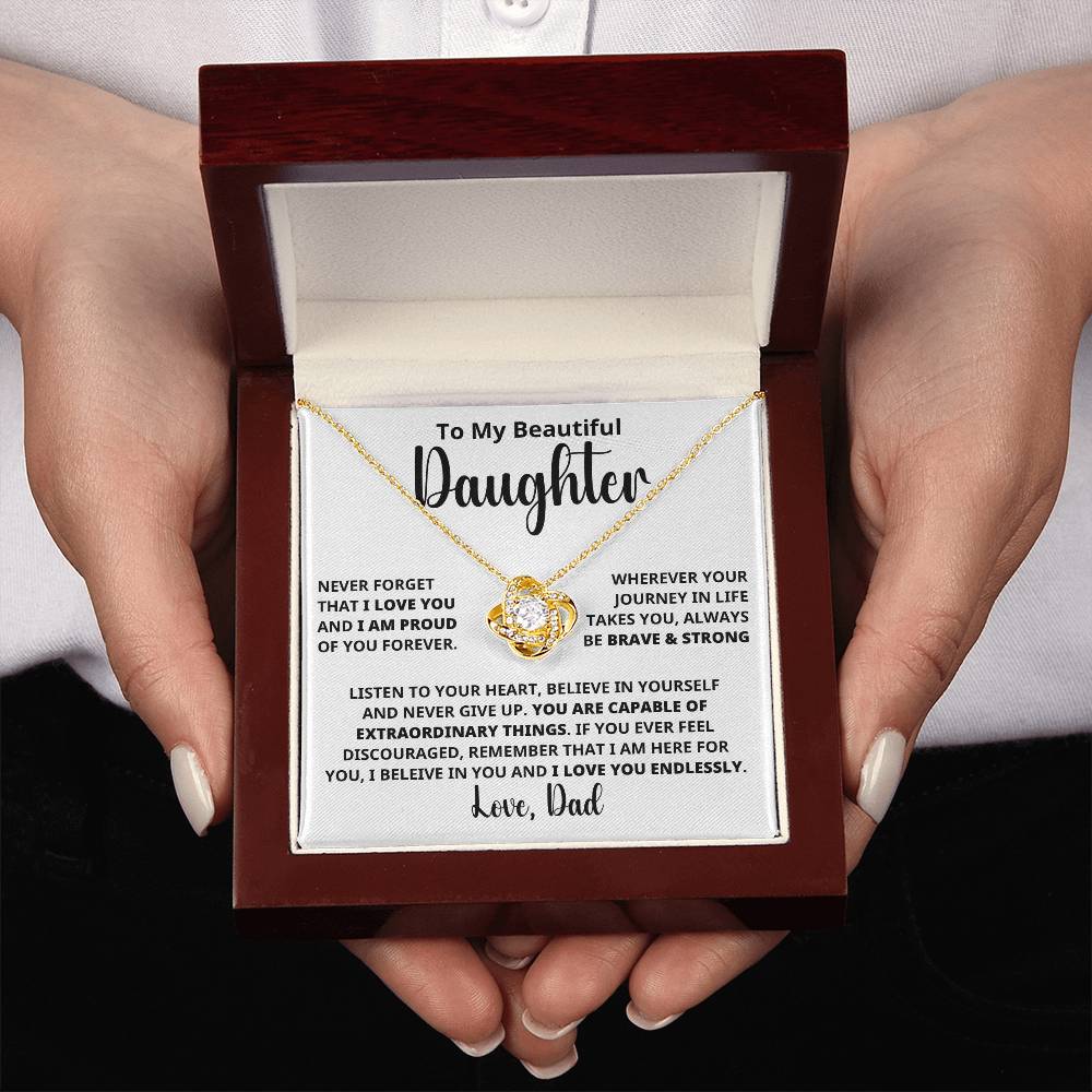 Daughter - Capable Of Extraordinary Things - Eternal Knot Necklace (Free Shipping)