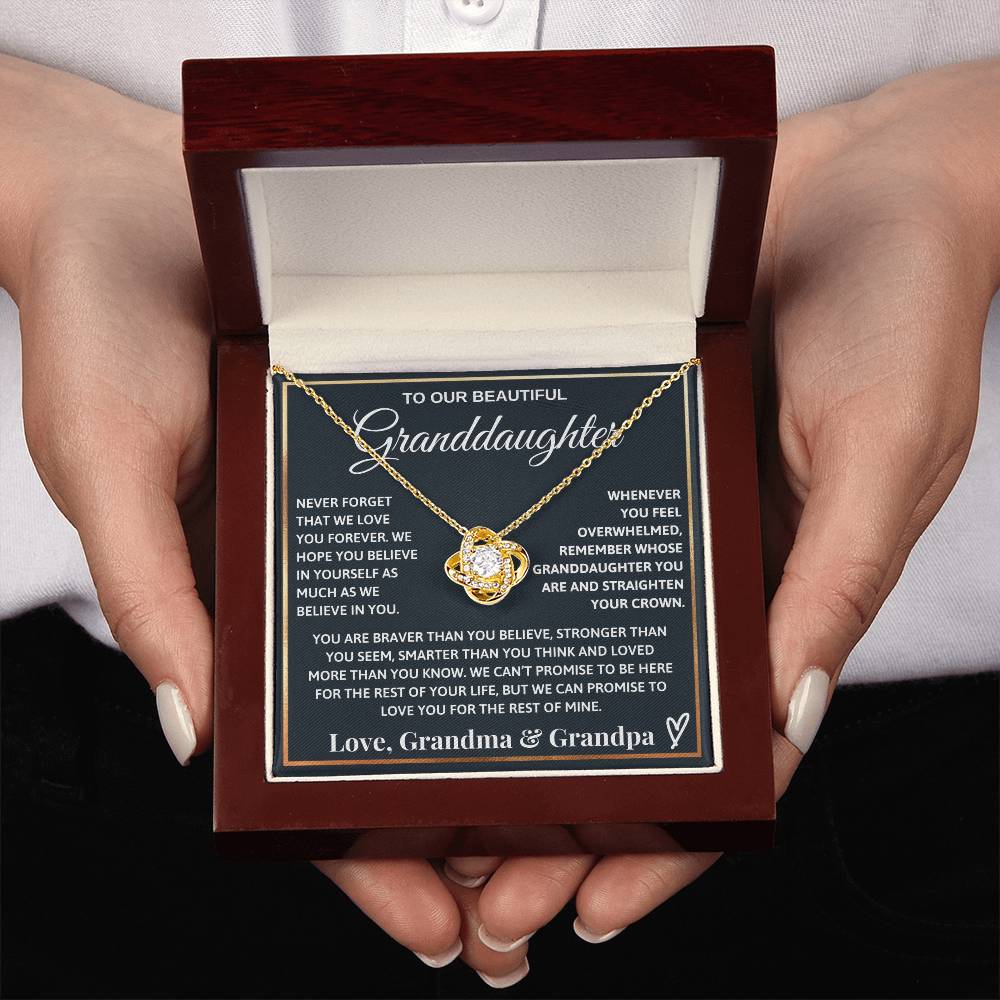 Beautiful Gift for Granddaughter From Grandma and Grandpa "Never Forget That We Love You" Necklace