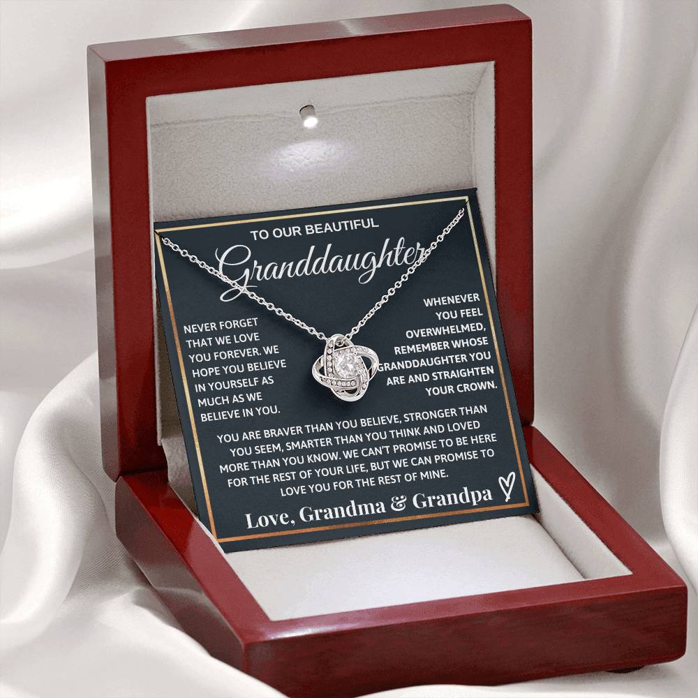 Beautiful Gift for Granddaughter From Grandma and Grandpa "Never Forget That We Love You" Necklace