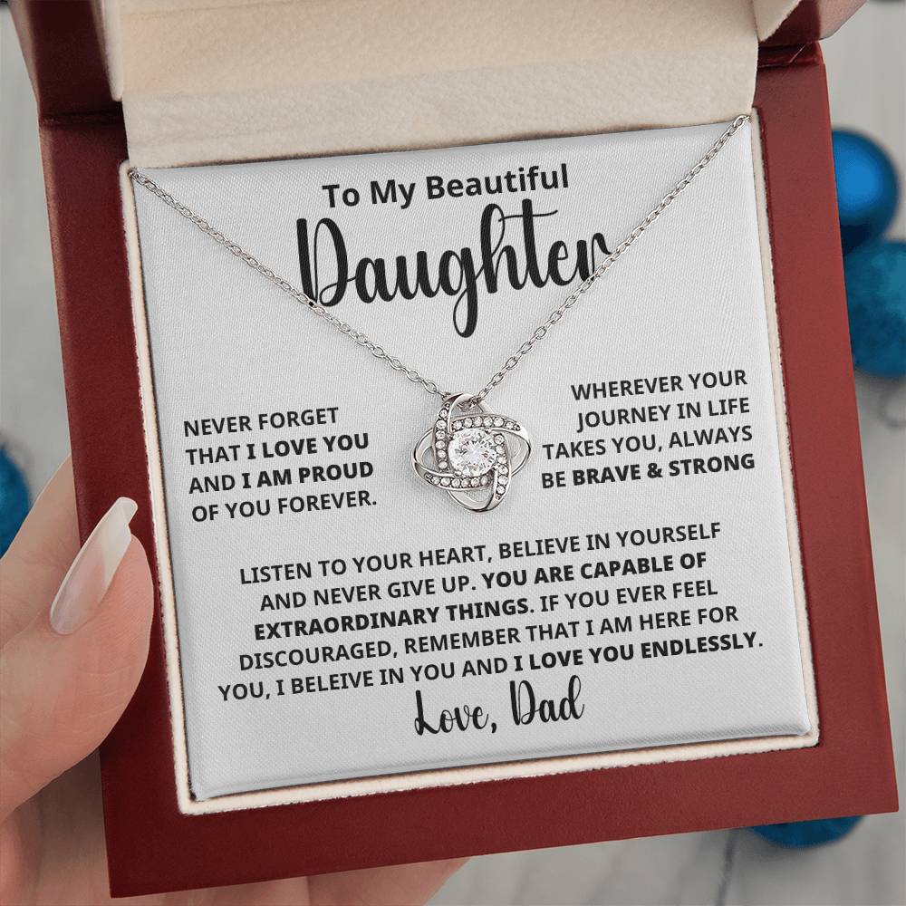 Daughter - Capable Of Extraordinary Things - Eternal Knot Necklace (Free Shipping)