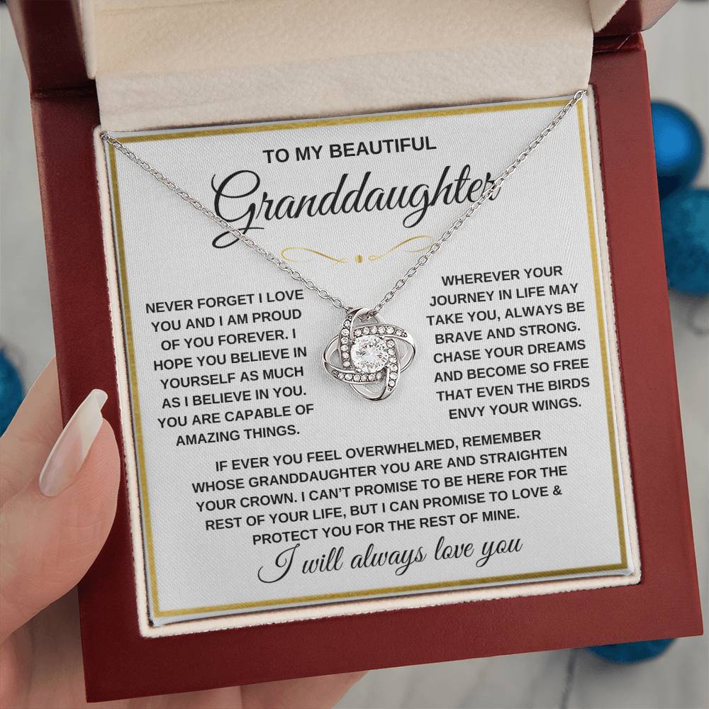 Granddaughter Keepsake - Love & Protection - Eternal Knot Necklace