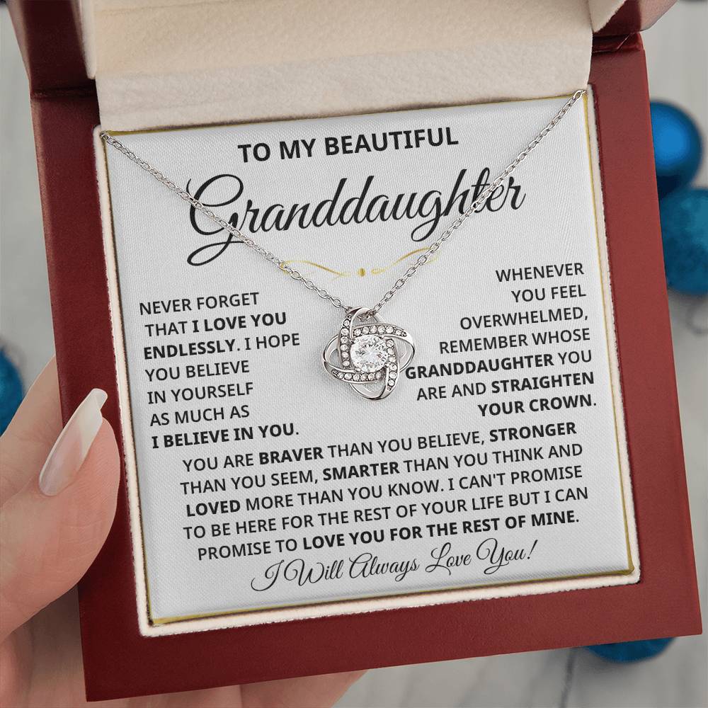 My Granddaughter - Loved More Than You Know Eternal Knot Keepsake Necklace (Free Shipping)