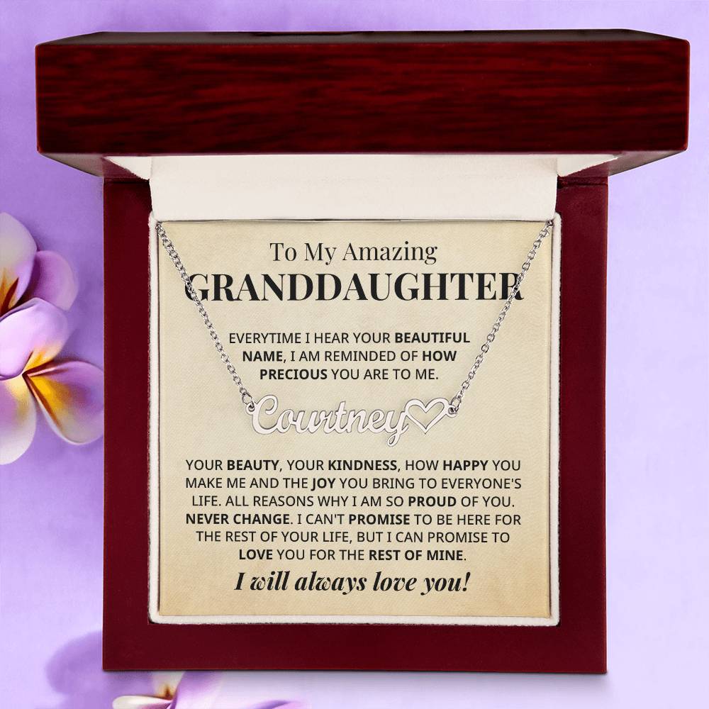 Granddaughter - Beautiful Name - Custom Heart Name Necklace
