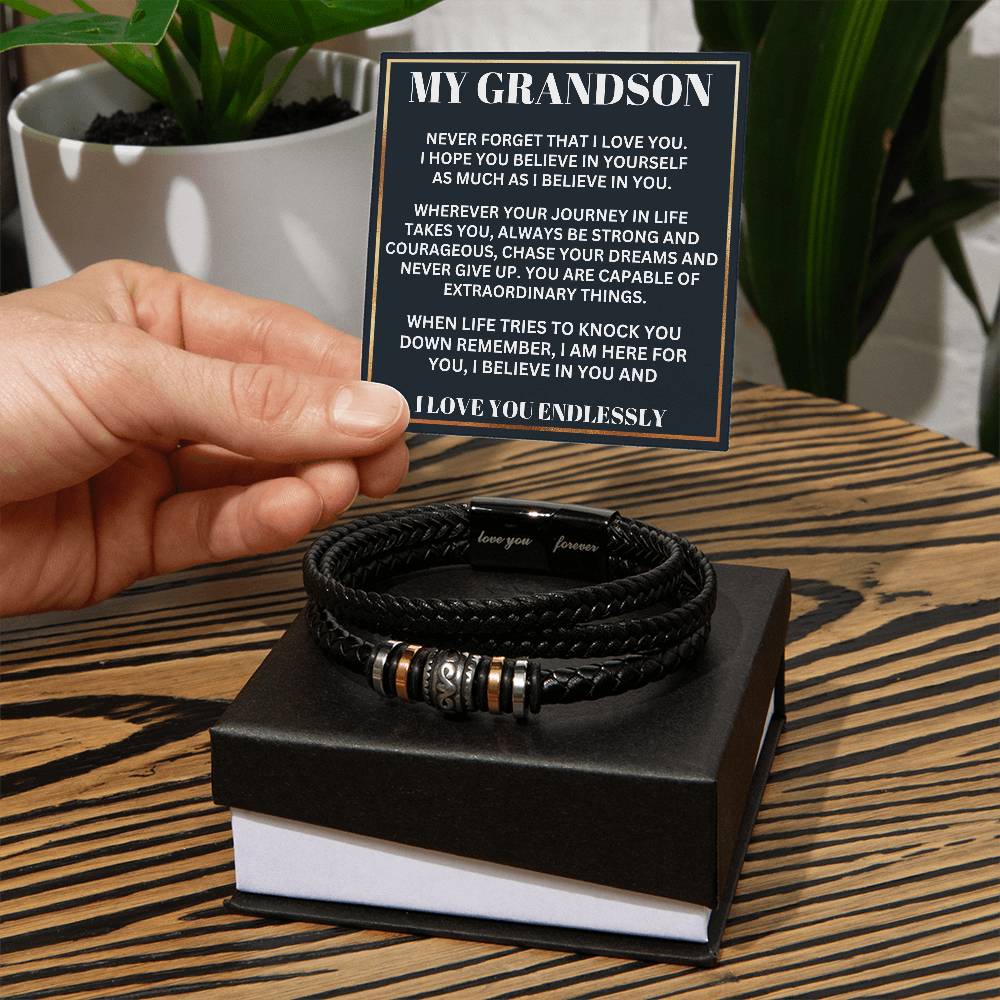 My Grandson - Capable Of Extraordinary Things Leather Bracelet
