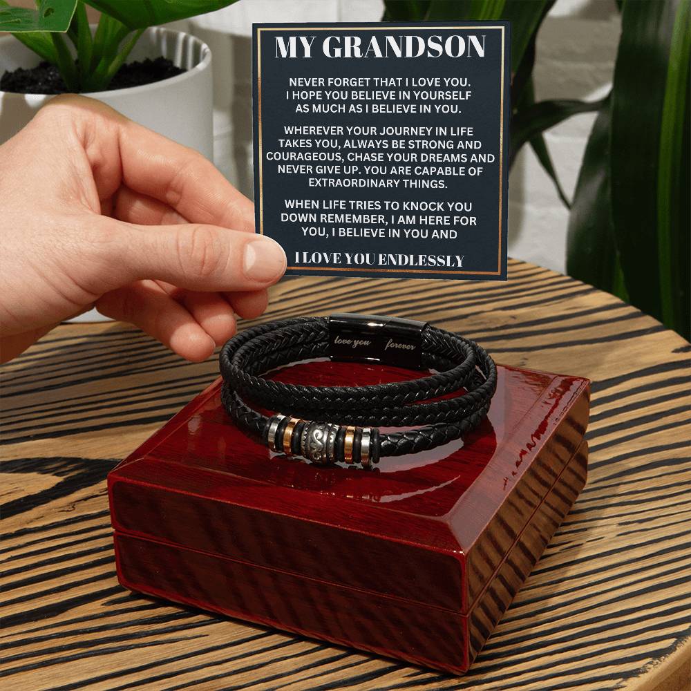My Grandson - Capable Of Extraordinary Things Leather Bracelet