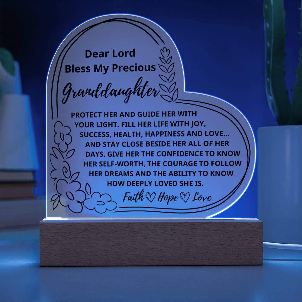Bless My Granddaughter Faith Hope Love Prayer Night Light