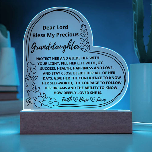 Bless My Granddaughter Faith Hope Love Prayer Night Light