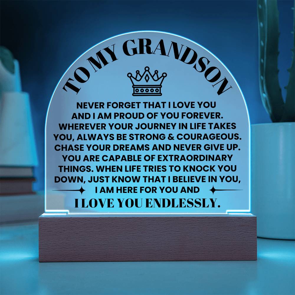 Grandson - Capable Of Extraordinary Things - Acrylic Light Up Keepsake