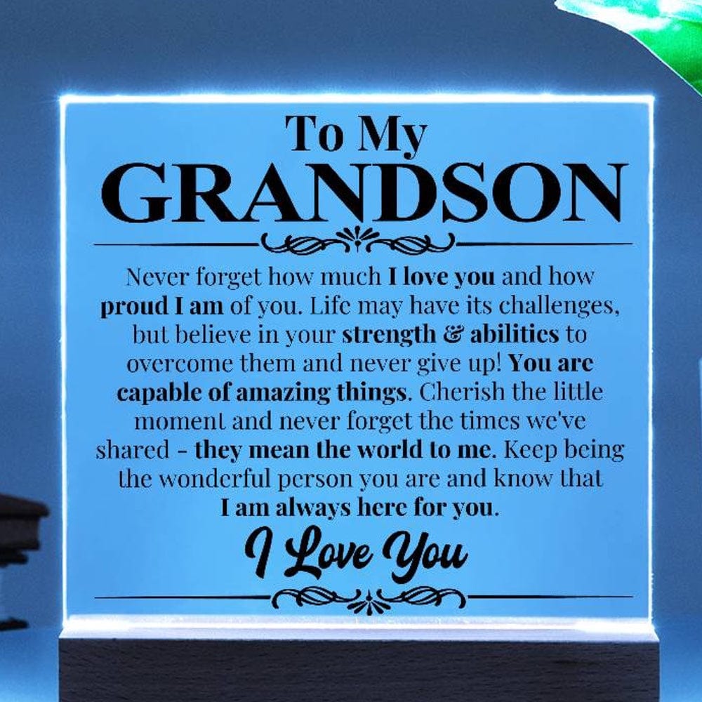 Keepsake Gift for Grandson - Capable Of Amazing Things - Light Up Acrylic Plaque