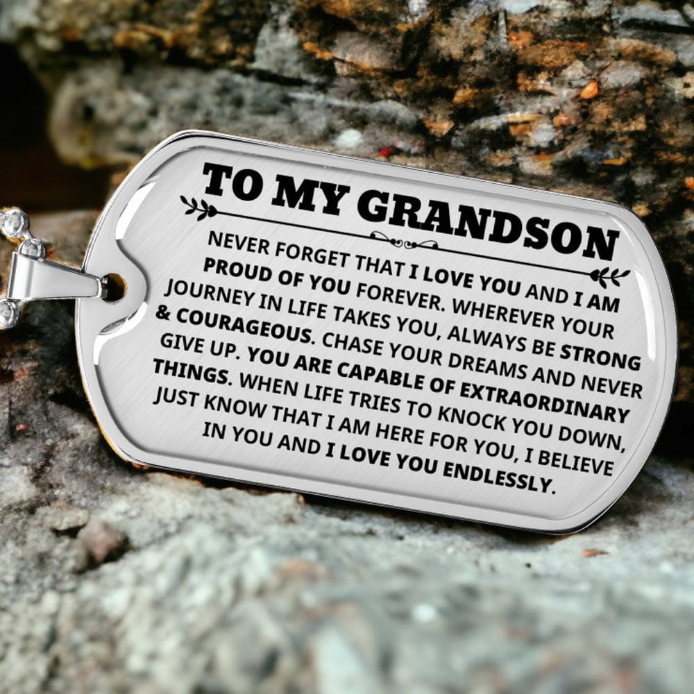 Grandson - Capable Of Extraordinary Things - Dog Tag Necklace (Free Shipping)