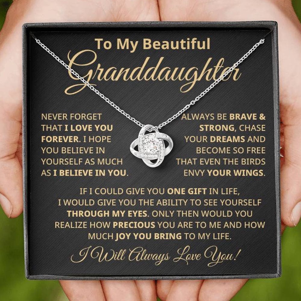 Granddaughter Brave & Strong Eternal Knot Keepsake Necklace (FREE SHIPPING)
