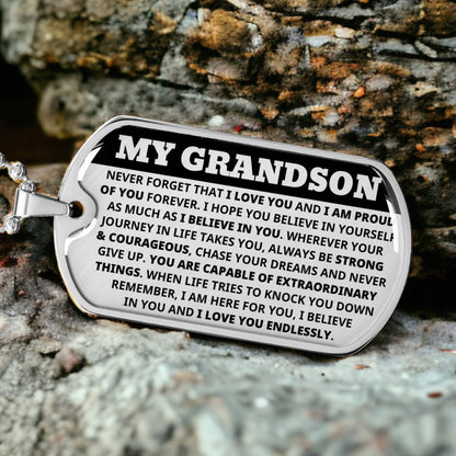My Grandson  - Love You Endlessly Dog Tag Keepsake Necklace(FREE SHIPPING)