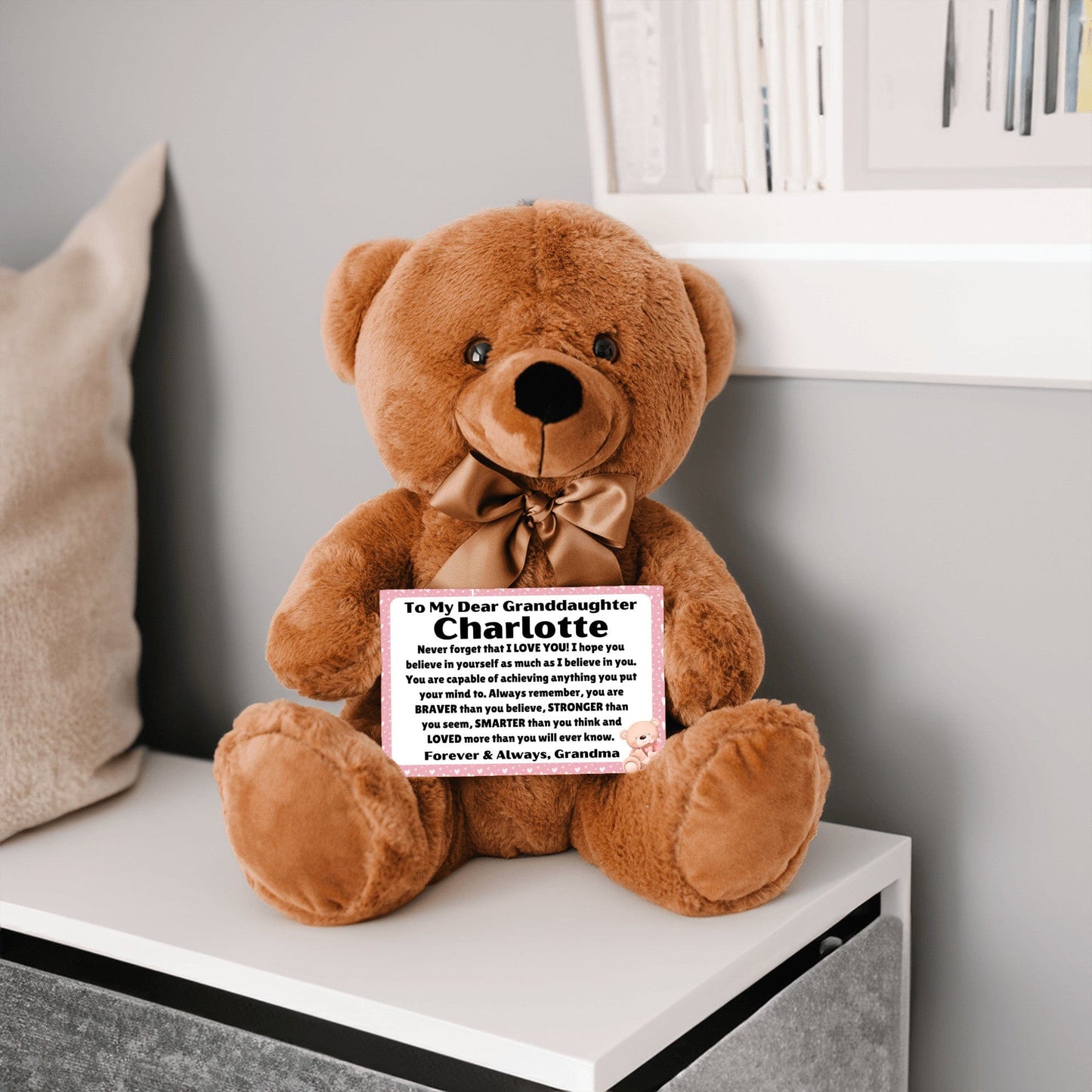 Granddaughter - Loved More - Teddy Bear With Personalized Canvas