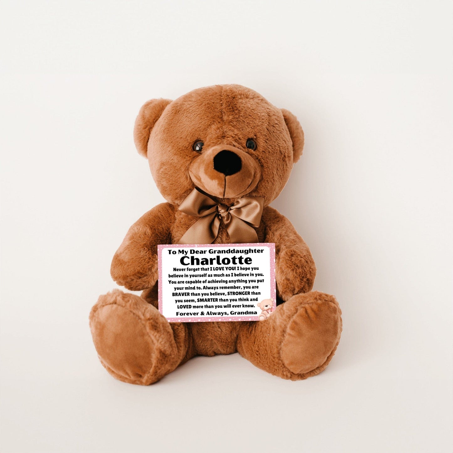 Granddaughter - Loved More - Teddy Bear With Personalized Canvas