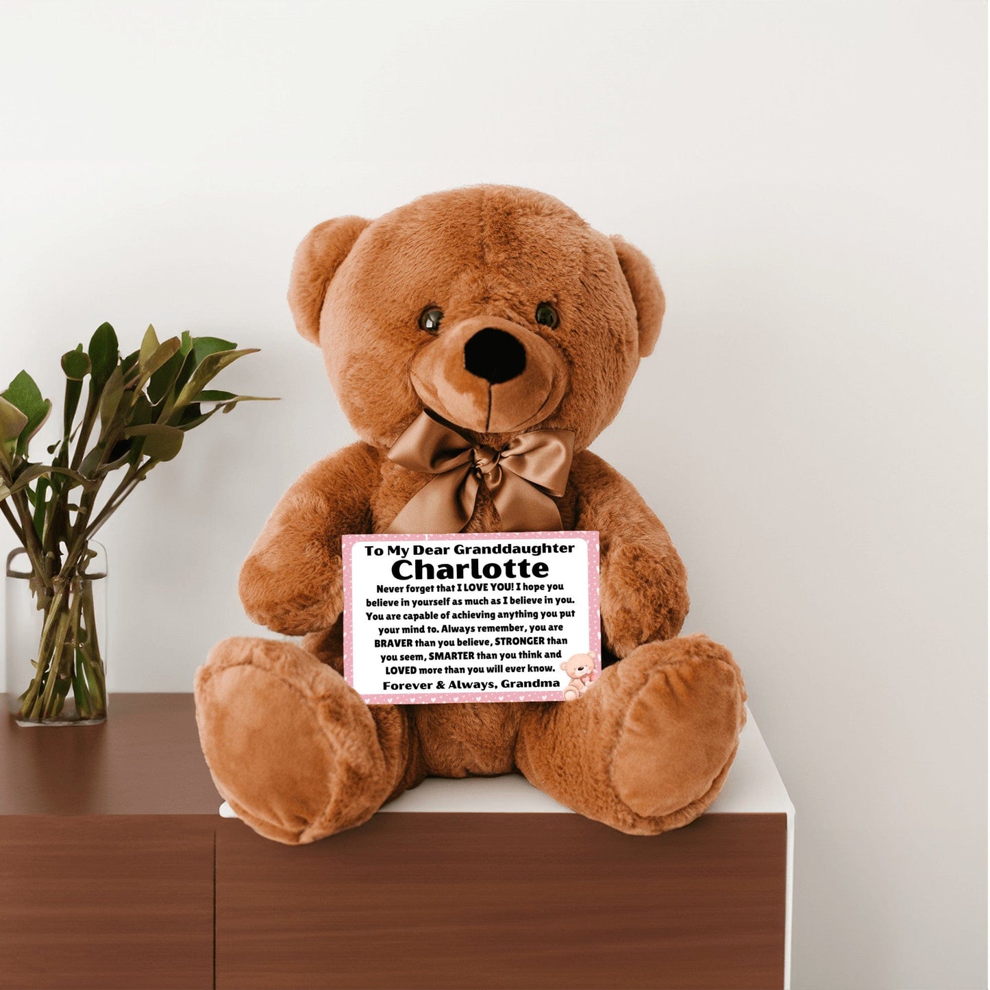 Granddaughter - Loved More - Teddy Bear With Personalized Canvas