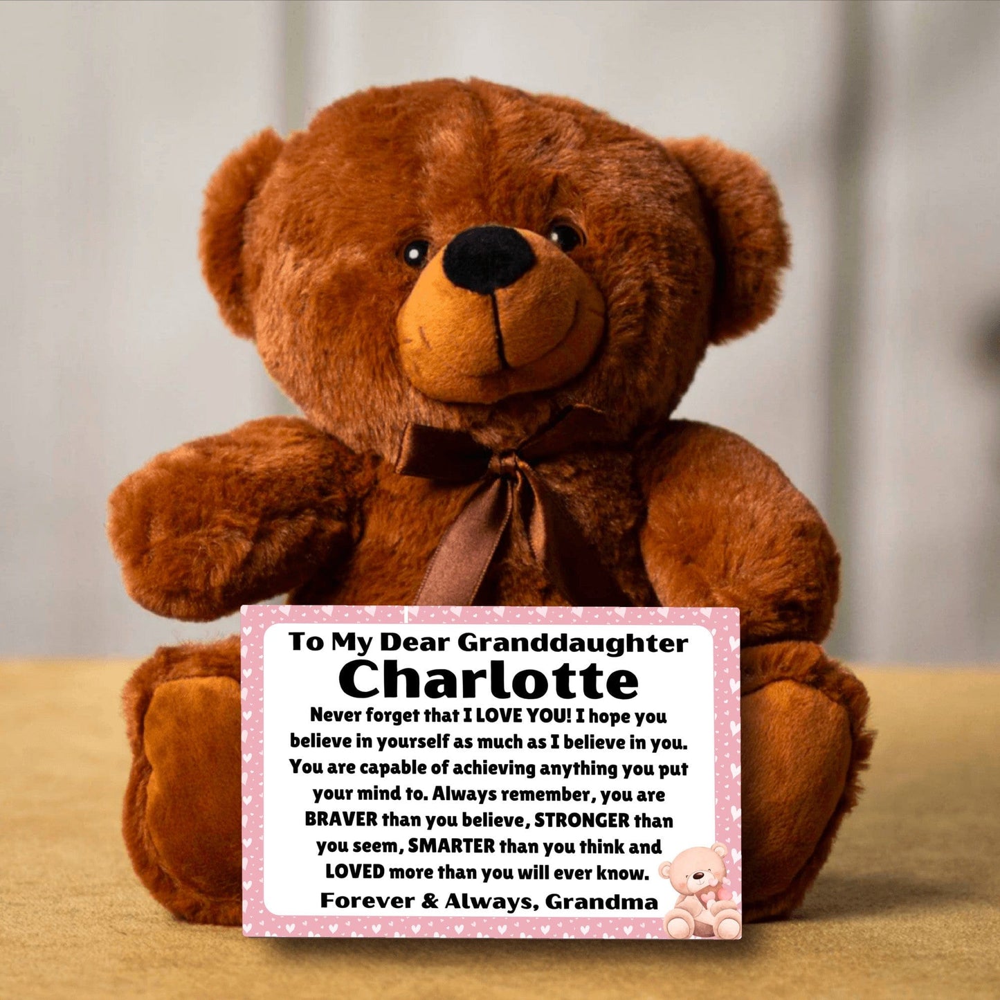 Granddaughter - Loved More - Teddy Bear With Personalized Canvas