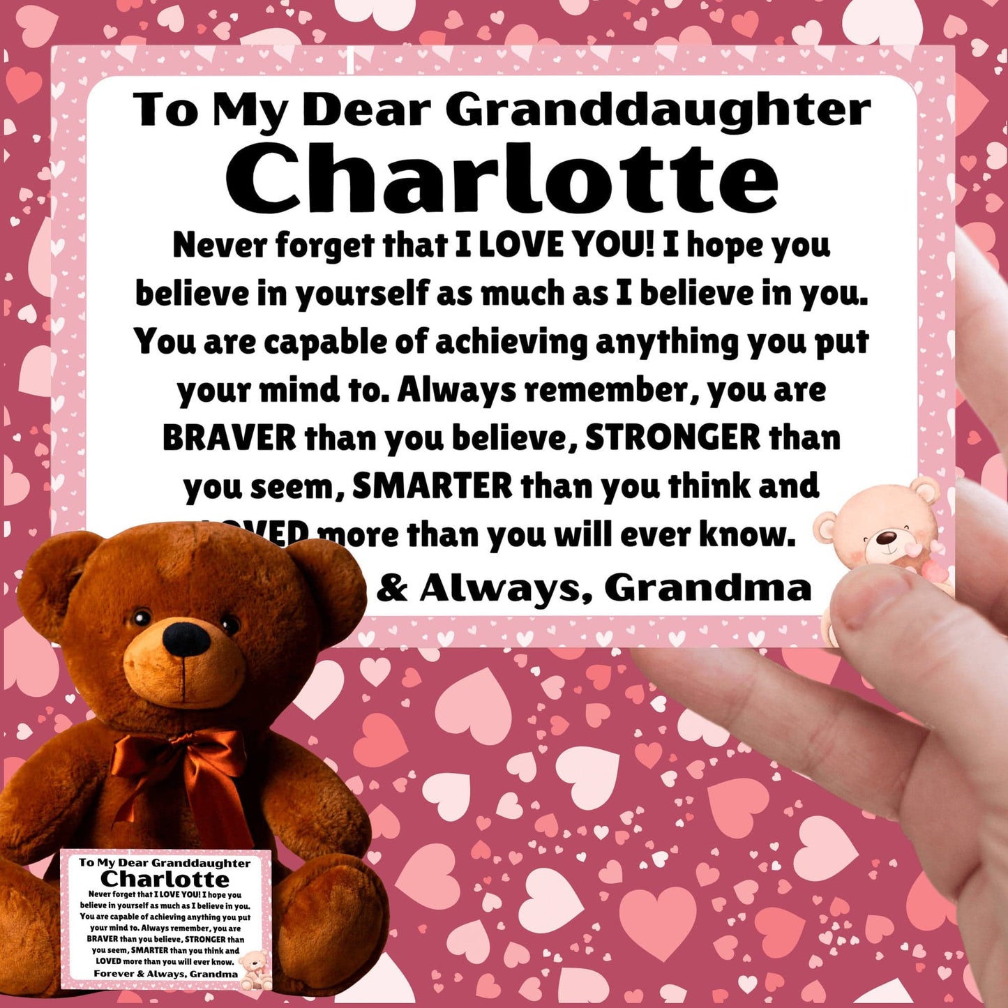 Granddaughter - Loved More - Teddy Bear With Personalized Canvas