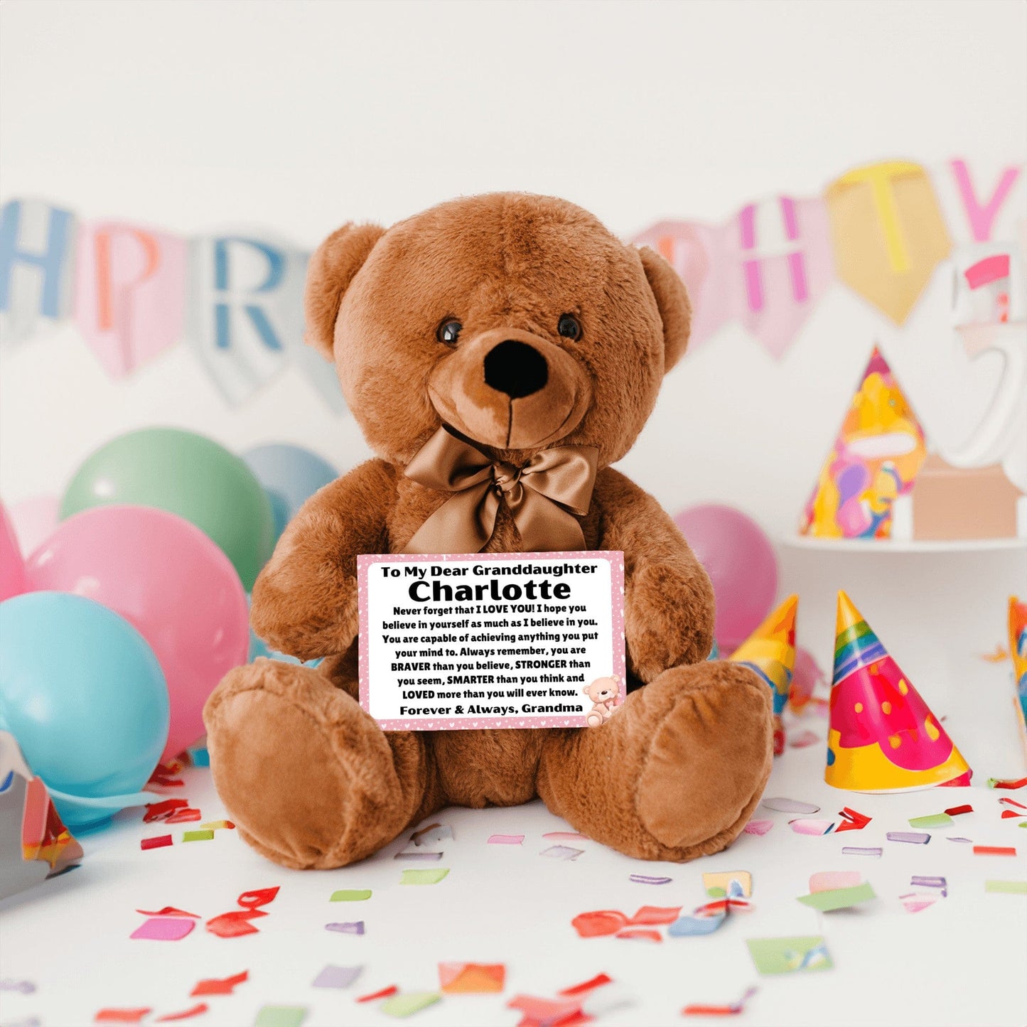 Granddaughter - Loved More - Teddy Bear With Personalized Canvas