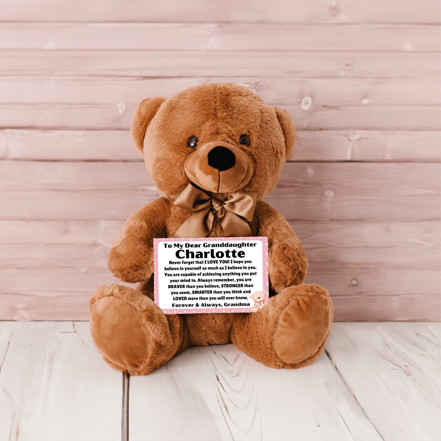 Granddaughter - Loved More - Teddy Bear With Personalized Canvas
